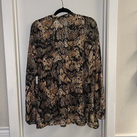 Free People Out For The Night in Snake Combo Sheer Pullover Chic Blouse Large - Picture 6 of 10